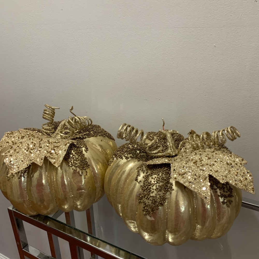 Gold Glitter Pumpkin Decor Set